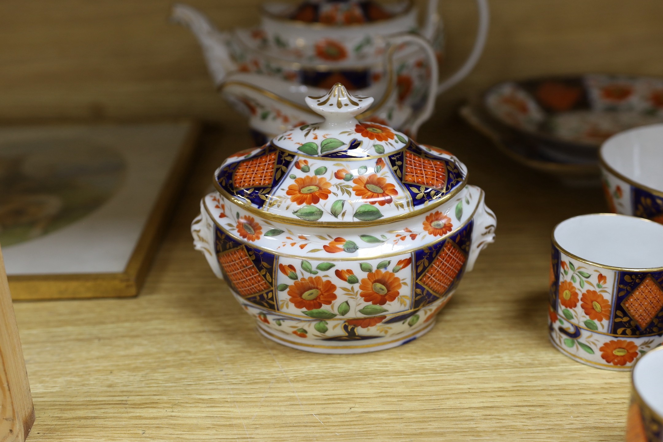 A 19th century English porcelain part tea and coffee set, probably Coalport and a similar Wedgwood part set